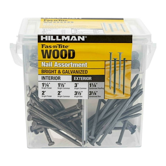 Fas-n-tite Interior and Exterior Screw Assortment Kit, Various Sizes, Steel, Bright and Galvanized, Silver, 285 pack