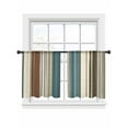 thumbnail image 6 of Teal Boho Stripes Sheer Curtains for Living Room Bedroom Modern Bohemia Brown Beige Texture Sheer Curtains 45 Inch Long 2 Panels Set Light Filtering Curtain Window Treatments Drapes for Dining Room, 6 of 6