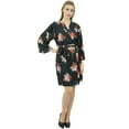 thumbnail image 3 of Bimba Women's Floral Printed Georgette Bridesmaid Robe Black Coverup Wrap-22, 3 of 8