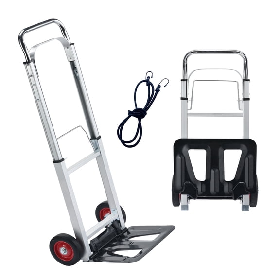Takira Aluminum Folding Hand Truck Dolly, Portable Foldable Luggage Cart with Telescopic Handle, Collapsible Moving Dolly with Bungee Cord