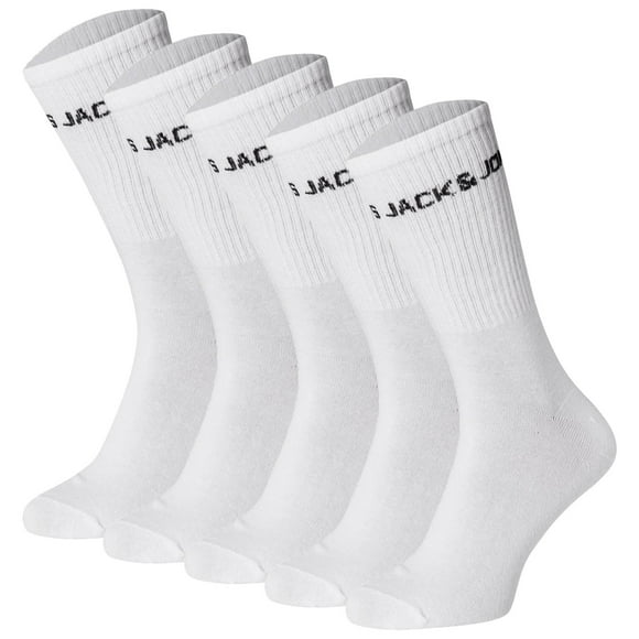 JACK&JONES Calcetines de tenis para niños, lote de 5 - JACBASIC LOGO TENNISSOCK, mezcla de algodón, logotipo Blanco 38-43
