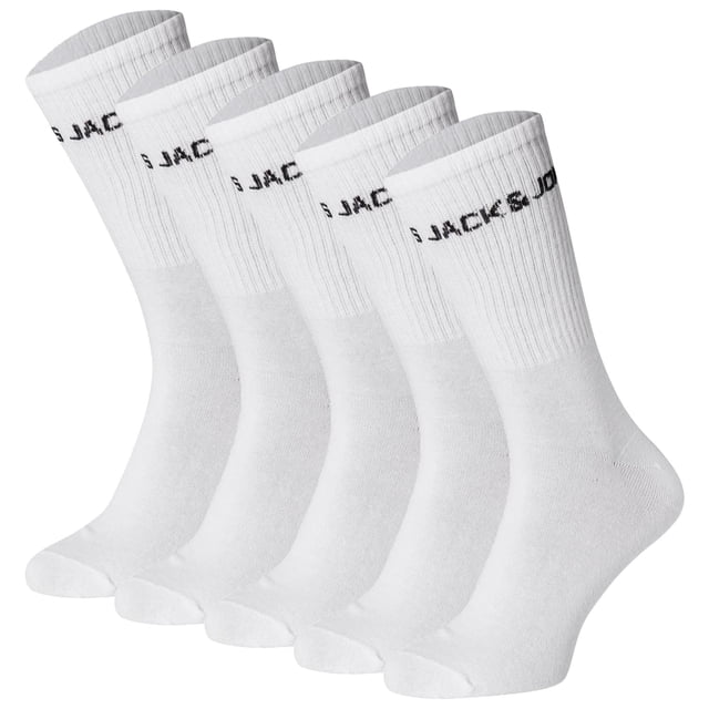 JACK&JONES Calcetines de tenis para niños, lote de 5 - JACBASIC LOGO TENNISSOCK, mezcla de algodón, logotipo Blanco 38-43