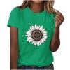 DeHolifer Women's Tops Plus Size Sunflower Printed Graphic Crewneck Short Sleeve Tee Tops Summer Trendy Lightweight T-Shirts Green L