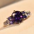 thumbnail image 3 of Purple Zircon Diamond Inlay Copper Band Ring Korean Style White Gold Gem Jewelry Fashion Accessory Women Gleam, 3 of 5