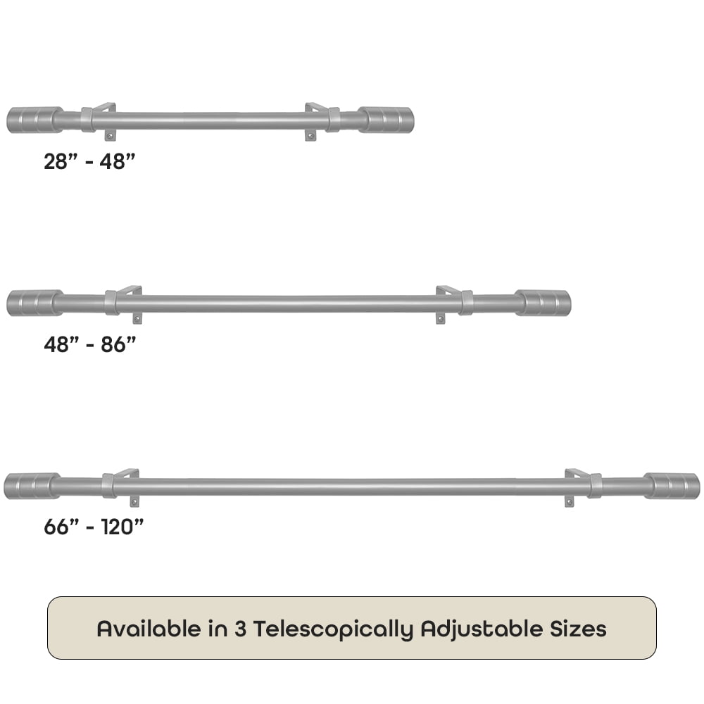 Achim Buono II Cole Silver Decorative Rod & Finial - Stylish 48 in x 86 in