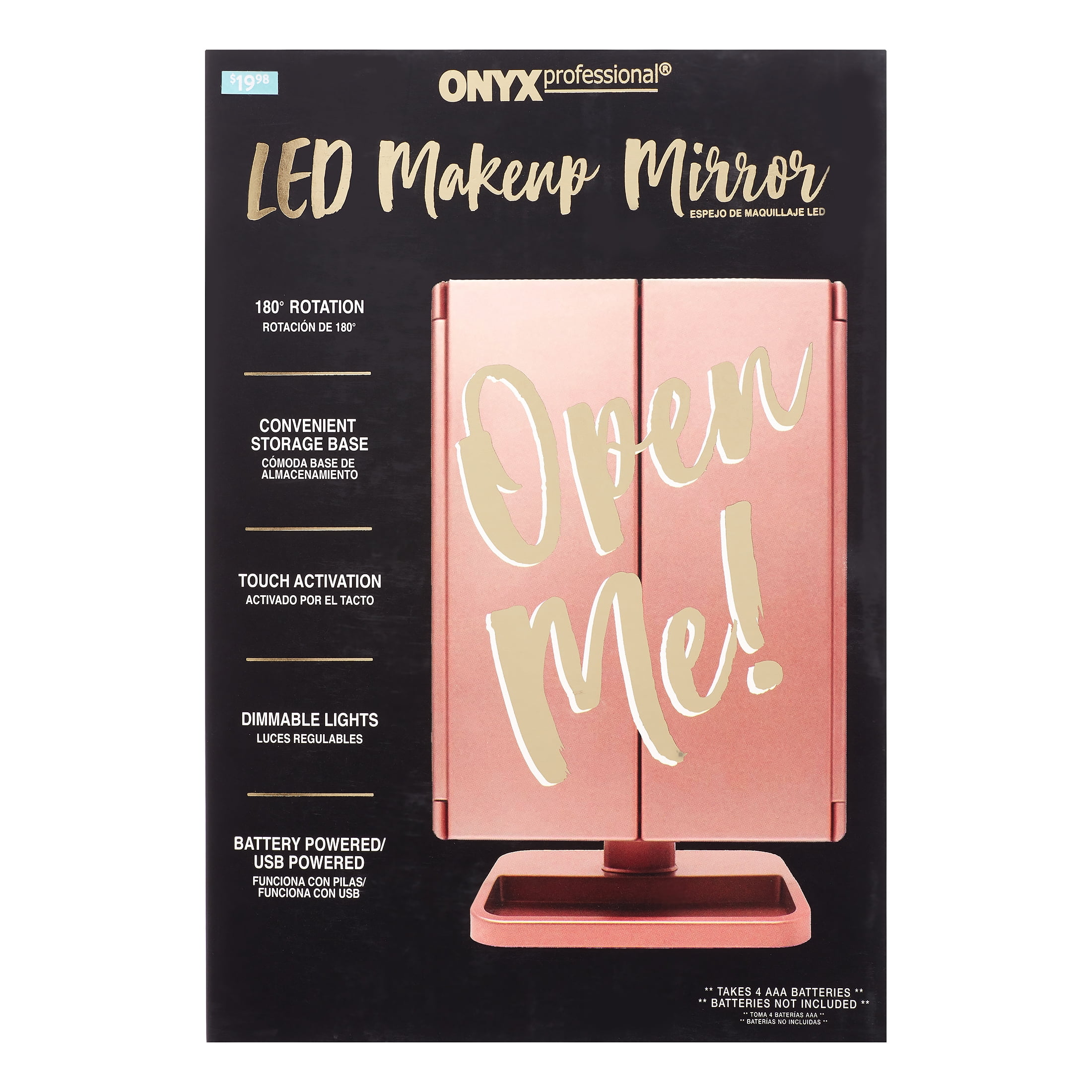 ONYX PROFESSIONAL LED TRIFOLD MIRROR ROSE GOLD