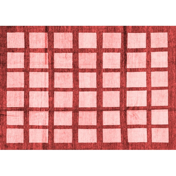 Ahgly Company Machine Washable Indoor Rectangle Checkered Red Modern Area Rugs, 3' x 5'