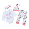 Fashion Newborn Infant Baby Girls Clothes Rompers Top+Pants+Hat Outfits Clothes Set