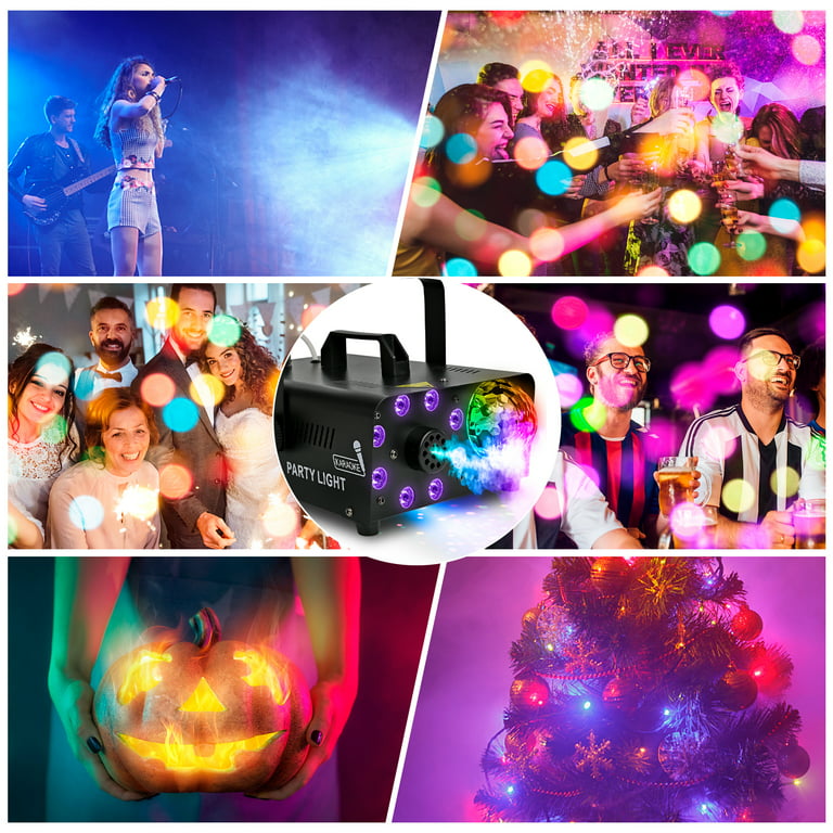 IZNEN Fog Machine with Disco Ball Lights, RGB LED Lights, 500W Smoke Machine  with Sound Effects, 2000 CFM Spray, Remote Control, Ideal for Halloween,  Weddings, Parties, Clubs, DJ Stage Effects 