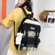 thumbnail image 5 of Mochilas 4 mochilas de lona Kawaii para adolescentes y estudiantes, mochila escolar (negro), 5 of 5