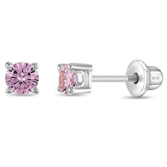 925 Sterling Silver 3mm CZ Boucles d'Oreilles Rondes Vis de Retour pour les Bébés & Toddlers