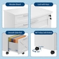 thumbnail image 6 of 3-Drawer File Cabinet with Lock, Mobile Under Desk Filing Cabinet for Home Office, Wood Storage Organizer for Letter/a4/Legal Size Documents, White, 6 of 8
