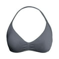 thumbnail image 3 of Ticikt Women Workout Impact Bras Medium Low Support Halter Sports Bras Seamless Open Back Gym Padded Yoga Crop Top,Color:Grey, 3 of 5