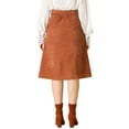thumbnail image 3 of MODA NOVA Junior's High Waist A-Line Button Front Belted Corduroy Midi Skirt, 3 of 5