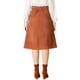 thumbnail image 3 of Falda de pana de mujer Inspire Chic, de cintura alta, con botones en la parte delantera, con cinturón, midi, color caramelo, talla 3XL, 3 of 7