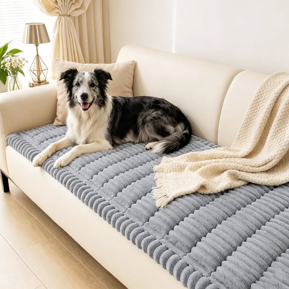 Couch Cover Sofa Cover Non Slip Fuzzy Couch Covers for Dogs Washable Thick Soft Sofa Slipcovers Cushion Pet Friendly Furniture Protector(Grey,27.5"x59")