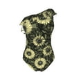 thumbnail image 4 of Yiaed Sunflowers Print Women One Piece Swimsuits Tummy Control One Shoulder Bathing Suits Pattern Ruffle Swimwear-Small, 4 of 8