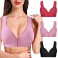 thumbnail image 2 of Timegard Womens 3pc Front Closure Bras Full Coverage Ruched Underwear Comfort Everyday Bras Solid Color, 2 of 7
