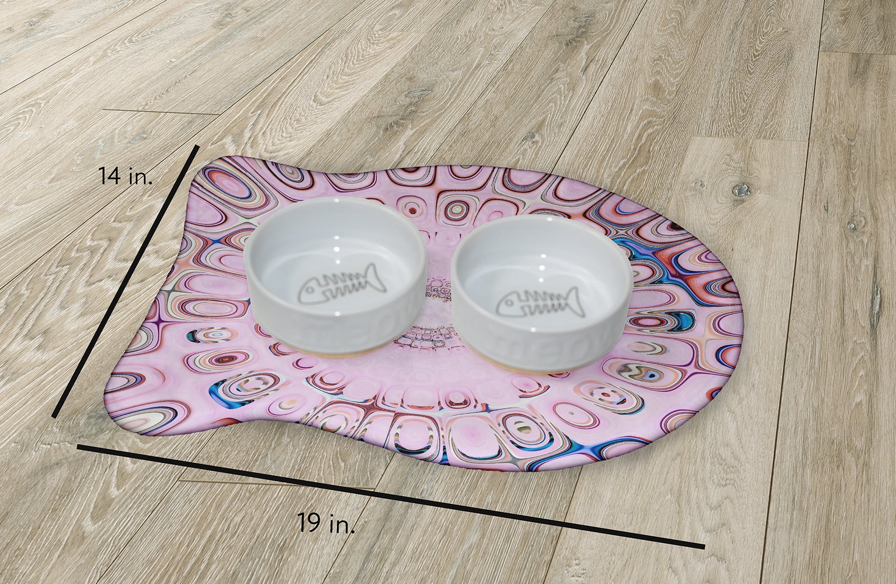 Simply Daisy Blush Burst Fish Shape Pet Feeding Mat for Cats