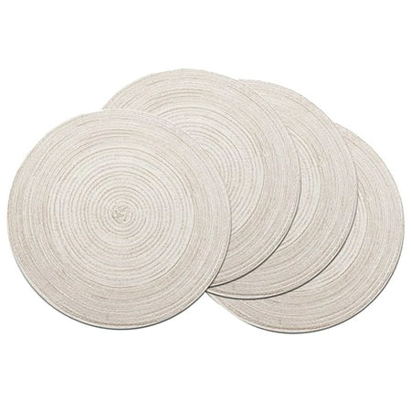 

4pcs Party Durable 15 Inch Washable Table Placemat Cotton Braided Round Rop Home