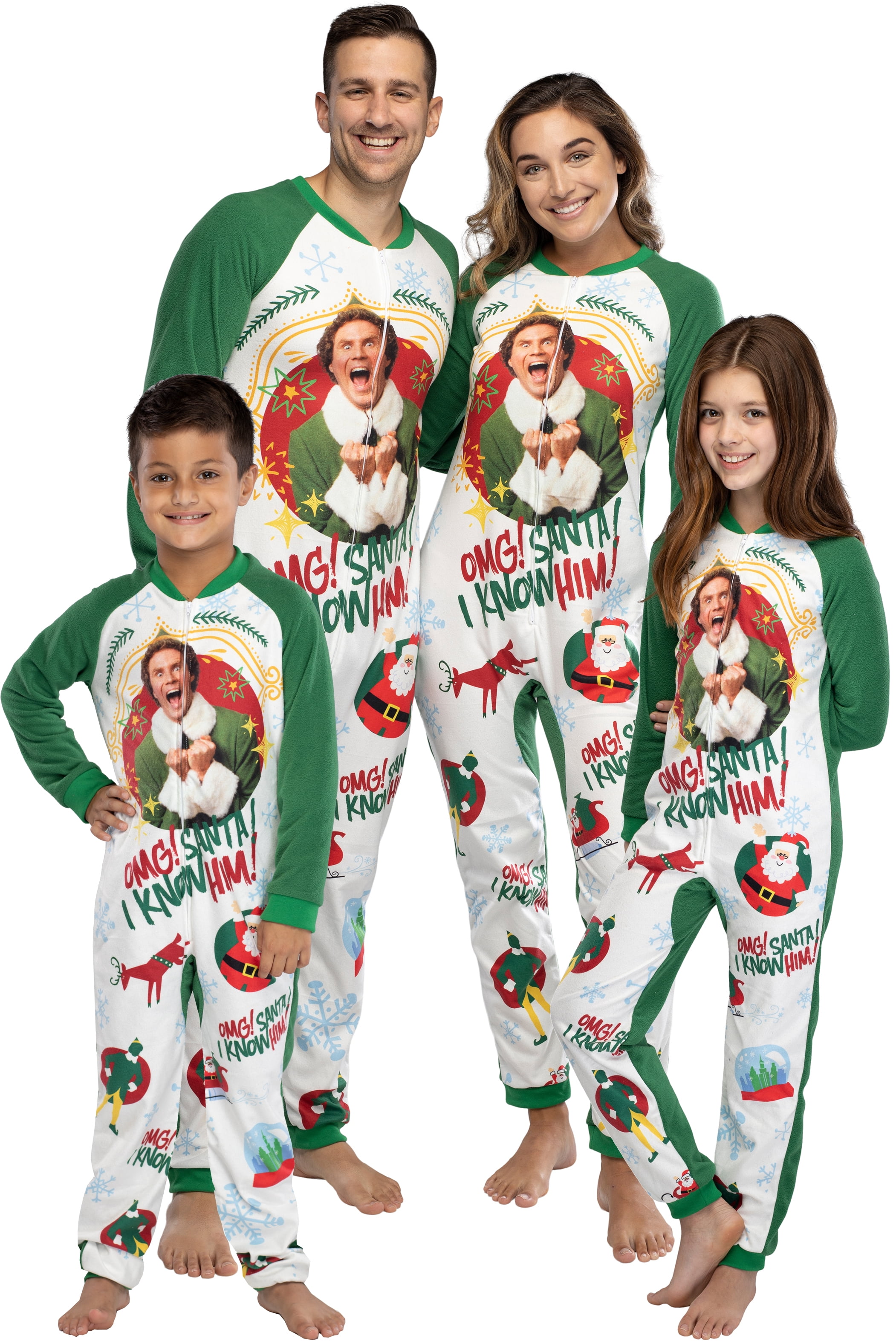 Elf The Movie Men's OMG Santa! I Know Him! One Piece Sleeper Pajama