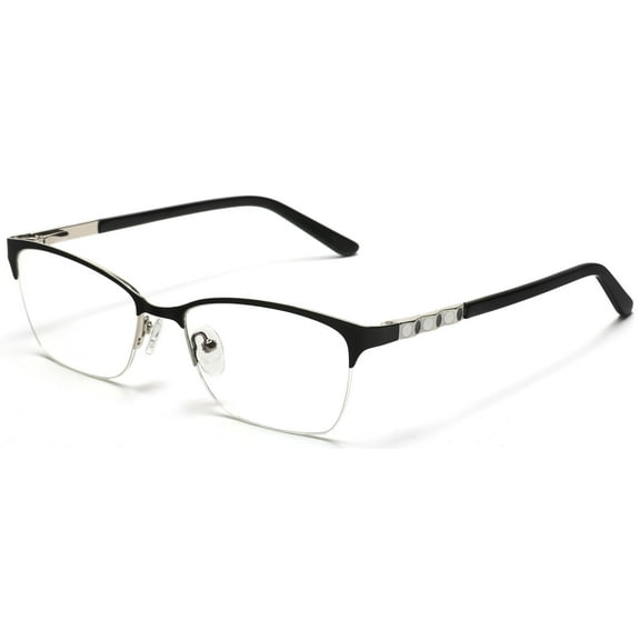 Tango Optics Cateye Metal Eyeglasses Frame Luxe RX Stainless Helen Brooke Taussig Black For Prescription Lens -