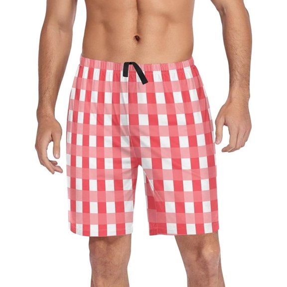 GZHJMY Buffalo Plaid Pajama Pants Short for Men, Lounge Pants Lightweight Men Pajama Bottoms with Drawstring Pockets, Christmas New Year Birthday Gifts, Medium