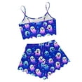 thumbnail image 4 of Uaswgudfs Women's Pajama Set Spaghetti Strap Crop Top & Wave Hem Shorts - Print Sleepwear, 4 of 5