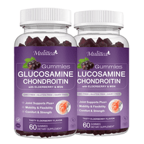 (2 Pack)Mulittea Glucosamine Chondroitin Gummies,with MSM & Elderberry,Joint Support Supplement Immune Support,120 Count