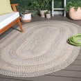 thumbnail image 4 of SAFAVIEH Braided Baxter Striped Machine Washable Reversible Area Rug, Beige/Light Grey, 5' x 8' Oval, 4 of 21