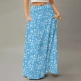 thumbnail image 2 of WTOBBY Women's Flowy Bohemian Floral Maxi Skirt Casual Summer Beach Long Skirt Elastic Waist Lightweight Tiered Pleated Skirt with Side Slit and Drawstring Waist,Sky Blue 2XL, 2 of 5
