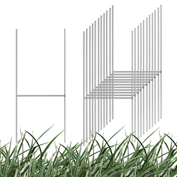 Unique Bargains Yard Sign Stakes, 12'x6' Metal H Stakes, Lawn Sign Holder for Party Yard, Garage Sale, Open House, 12 Pack