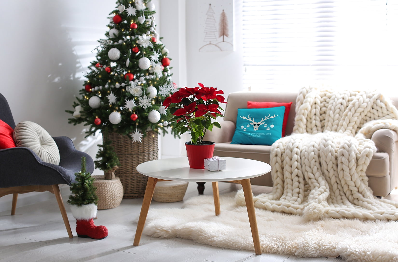 26" x 26" Simply Daisy Cool Christmas Deer Polyester Accent Pillow, Turquoise Qty 1