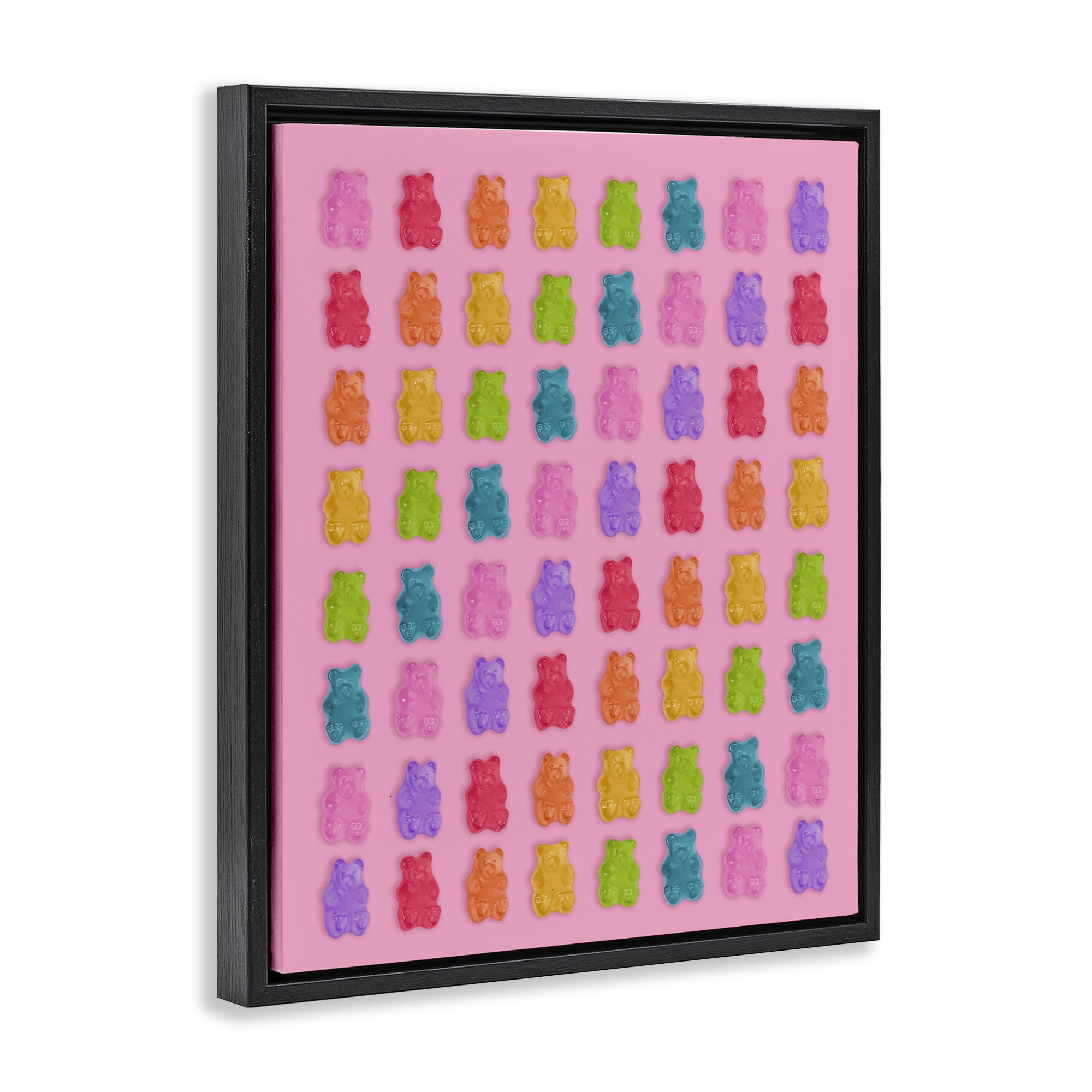 Stupell Industries Rainbow Gummy Bear Candies Black Framed Floater Canvas Wall Art, design by LISH Creative