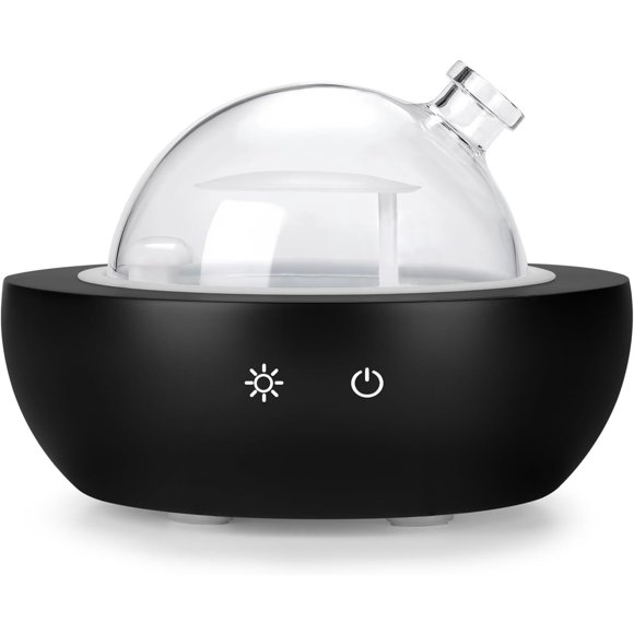 Kakoda Diffuseur d'Huiles Essentielles en Verre, Base en Bois Véritable, Diffuseur d'Aromathérapie Amélioré 2024, Humidificateur Diffuseur d'Arômes, Lumière LED en 7 Couleurs, Adapté pour Maison Bureau Chambre-Noir