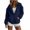 Blue, variant on Women'S Solid Color Hooded Waterproof Jacket Drop Shoulder Drawstring Hem Multiple Pockets Outdoor Black,S