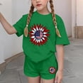 thumbnail image 4 of ITSAME Girls 4th of July Outfits 2-Piece, Crewneck T-Shirts and Shorts Fashion Print Casual Clothes Set Green Size 14-15, 4 of 6