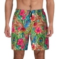 thumbnail image 2 of Goofa Peacock Feathers And Flowers Printed Men's Swim Trunks Board Shorts Quick Dry Mens Swimming Trunks with Compression Liner,Breathable Fit Hawaii Beach Shorts-Small, 2 of 9