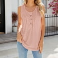 thumbnail image 2 of Jewelreauty Women's Henley Tank Tops Summer Scoop Neck Sleeveless Pleated Shirts Casual Loose Outdoor Tee (2XL, Pink), 2 of 5