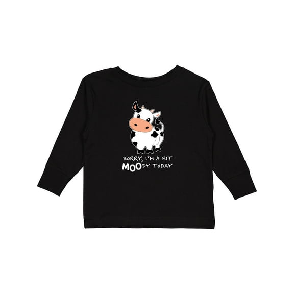 Inktastic Sorry, I'm a Bit Moody Today Cute Cow Pun Boys or Girls Long Sleeve Toddler T-Shirt