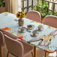 thumbnail image 3 of Easter Table Cloths for 8 Foot Rectangle Tables, Spring Farmhouse Bunny Flower Teal Wood Grain Patio Waterproof Elastic Fitted Tablecloths, Washable Rectangular Table Cover for Camping, 3 of 8