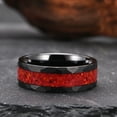 thumbnail image 5 of 8mm Wide Electroplated Black Tungsten Steel with Red Australian Gemstone Ring, 5 of 5