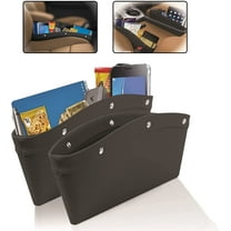 Trobo Car Seat Gap Filler, 2 In 1 Side Seat Space Organizer, Between Seat Crevice Storage Box, PU Leather Front Seat Console Gap Pocket Catch Caddy, Minimizes Distracted Driving, Universal Fit - Black