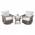 thumbnail image 2 of POCASSY Swivel Patio Rocking Chairs Set with Side Table and Cushion - 3PCS Outdoor Furniture Set with 5.11 Inch Width Armrest Outdoor Wicker Swivel Chairs for Outside Porch Balcony, Beige, 2 of 9