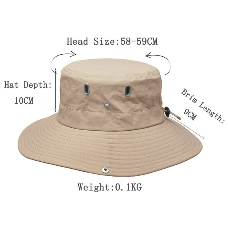 Beige Mens Summer Protection Breathable Fisherman Cap Foldable Bucket Hat