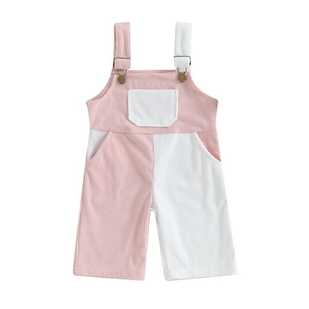 

Bslissey Baby Boy Girl Corduroy Bib Pants Contrast Color Sleeveless One Piece Strap Jumpsuit Overalls Infant Toddler Suspender Trousers with Pockets 3M 6M 12M 18M 24M