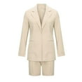 thumbnail image 5 of Aboser Blazer Shorts Set for Women Elegant 2 Piece Outfits Long Sleeve One Button Blazers and Short Pants Suit Sets Business Casual Outfit, 5 of 9