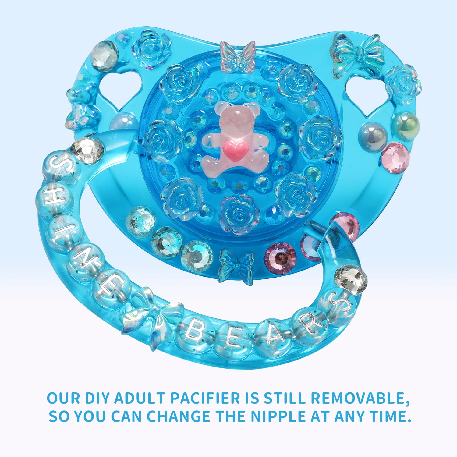 CutiePlusU Adult Sized Pacifier Large Shield Dummy Crystal DIY Handmade
