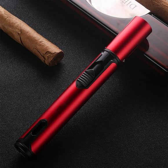 Metal Windproof Lighter, Refillable Butane Torch Lighter with Adjustable Flames, Multifunctional Windproof Outdoor Torch Lighter, Suitable for Kitchen, Barbecue, Camping(Red)