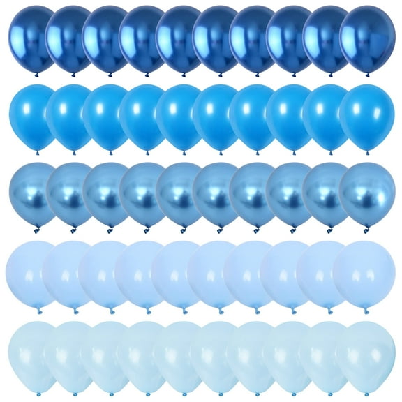 12 Inch Metallic Balloon Set, 60 Packs Pearl Macaron Baby Blue Light Blue Mixed Balloons for Wedding Decorations, Bridal Shower, Birthday Party, Baby Shower Celebration